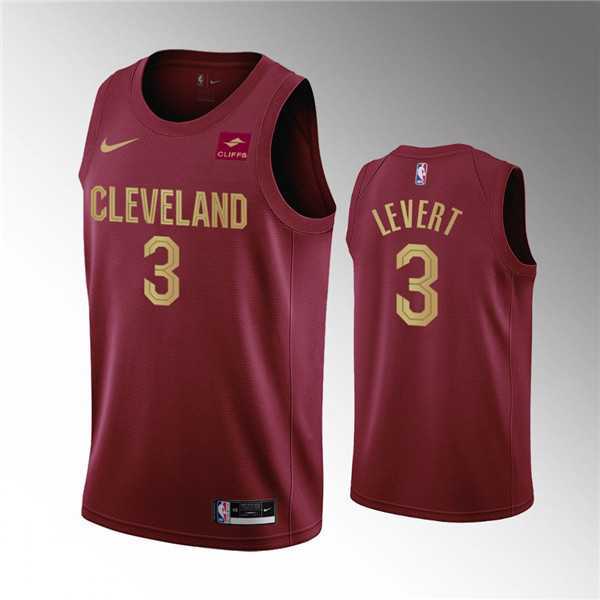 Mens Cleveland Cavaliers #3 Caris LeVert Wine Icon Edition Stitched Basketball Jersey Dzhi